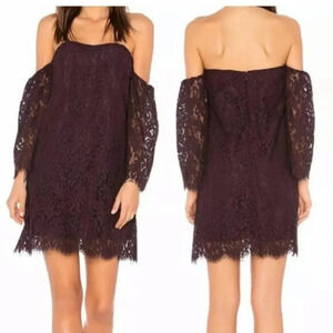 New Cupcake & Cashmere Adalira Off the Shoulder Lace dress aubergine wine purple